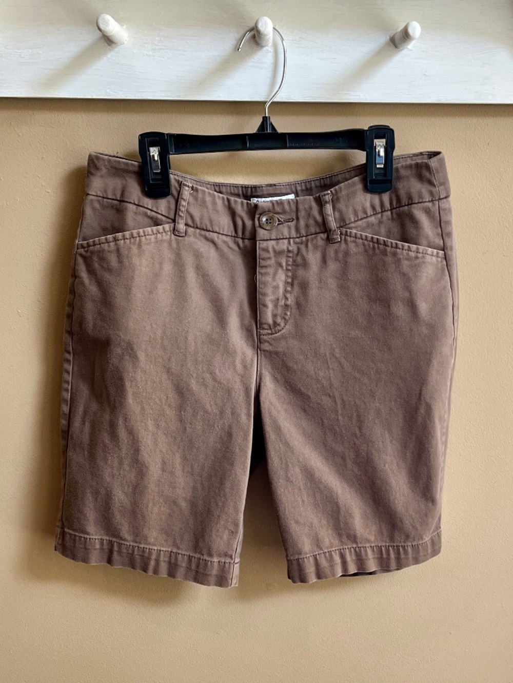 St. John's Bay Brown Petite Bermuda Shorts Size 8P Casual Cotton Blend
